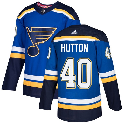 Adidas Blues #40 Carter Hutton Blue Home Authentic Stitched NHL Jersey
